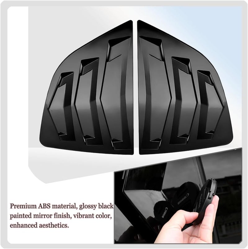 MUXEE 2Pcs Rear Side Window Louvers Air Vent Scoop Shades Cover Blinds Trim for Honda Fit/Jazz 2014 2015 2016 2017 2018 2019 2020 - ABS Bright Black Sport Interior Accessories - Image 5